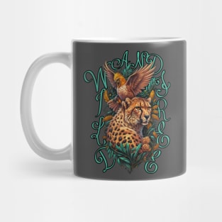 Wild & Free Jungle Spirit: Cheetah, Hawk, Velocity. Green, Black, Orange Adventure. Mug